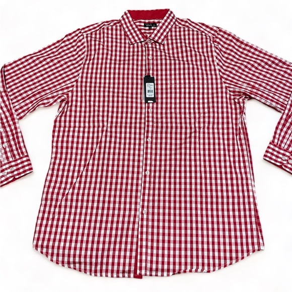 Galaxy By Harvic Red Striped Long Sleeve Dress Shirt Size XL | New - Picture 2 of 6
